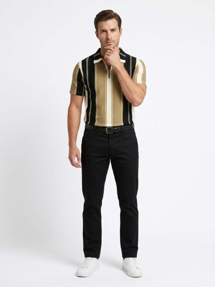 Heritage Stripe Zip Polo Shirt